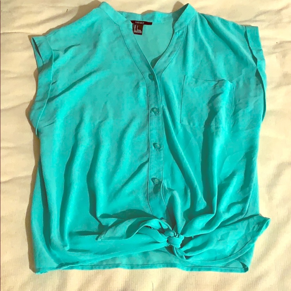 Excellent condition turquoise sheer top